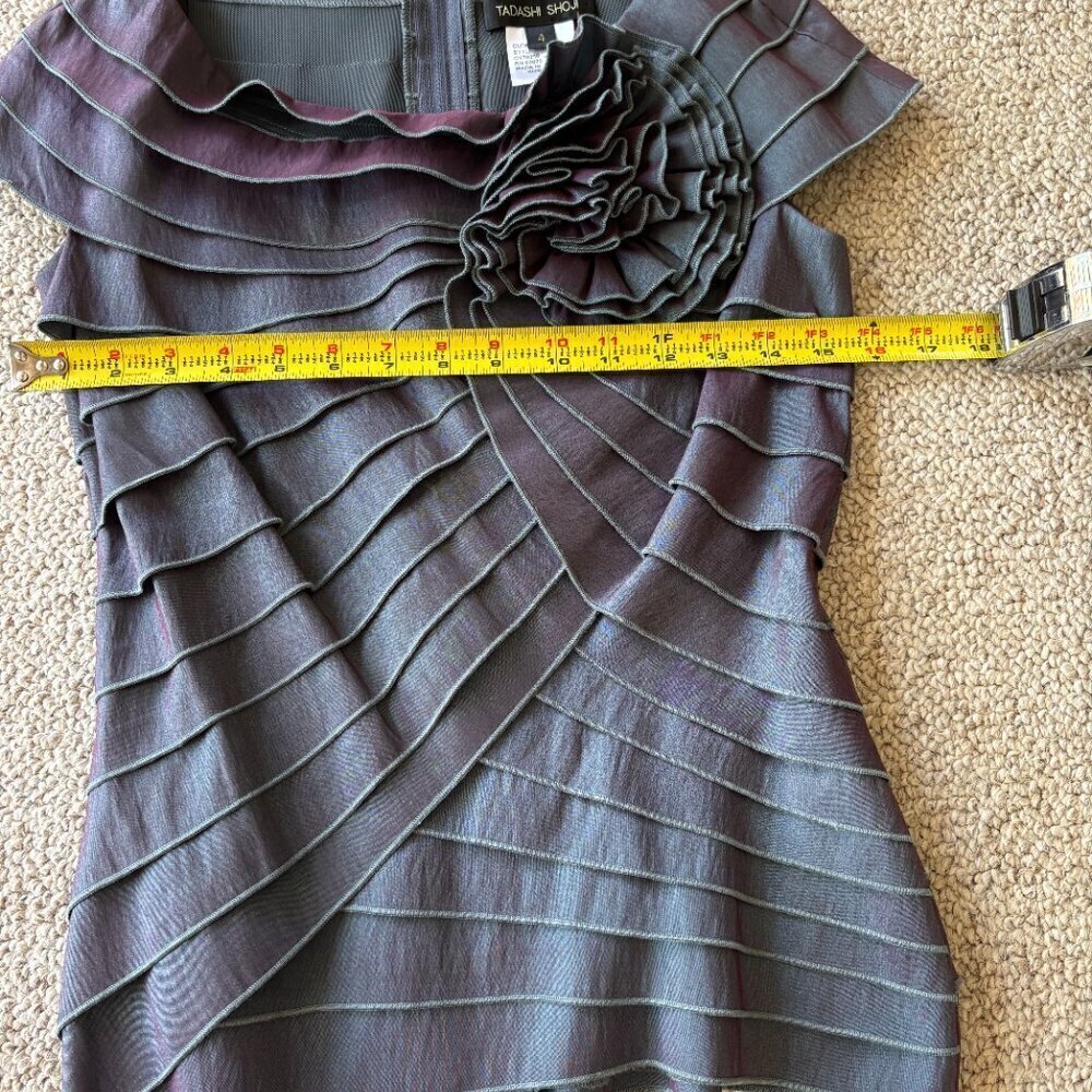 Tadashi Shoji Iridescent Ruffle Top Sz 4 Cocktail Party Evening Luxury Chic Glam - Picture 6 of 6
